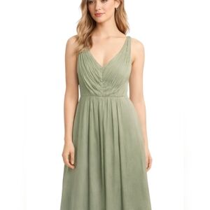J.Crew Louisa Silk Chiffon Dress Dusty Shale Sage Bridesmaid Midi Sz 10 NWT